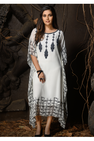 White Color Designer Georgette Kurti